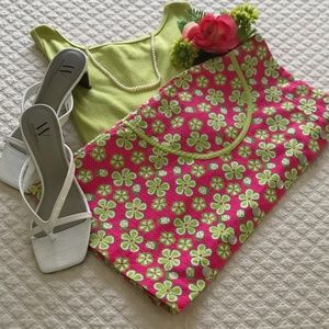 Lilly Pulitzer Vintage White Label Skirt Lipstick Pink Dune Buggy Flower